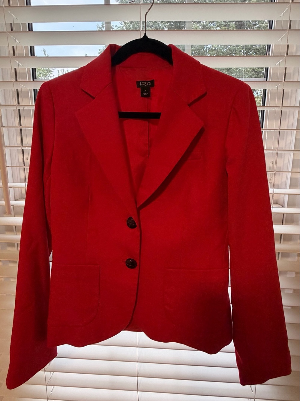 J. Crew Bright Red Notched Lapel Blazer